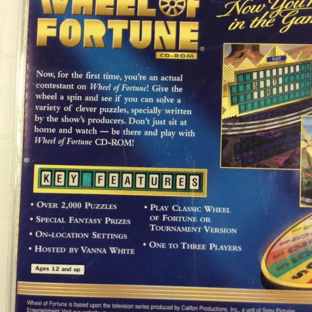 Wheel of Fortune Video Game CD-ROM Vanna White TV Show Windows 95 98